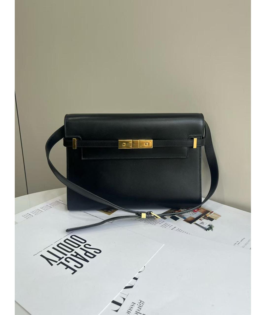SAINT LAURENT Черная кожаная сумка через плечо, фото 6