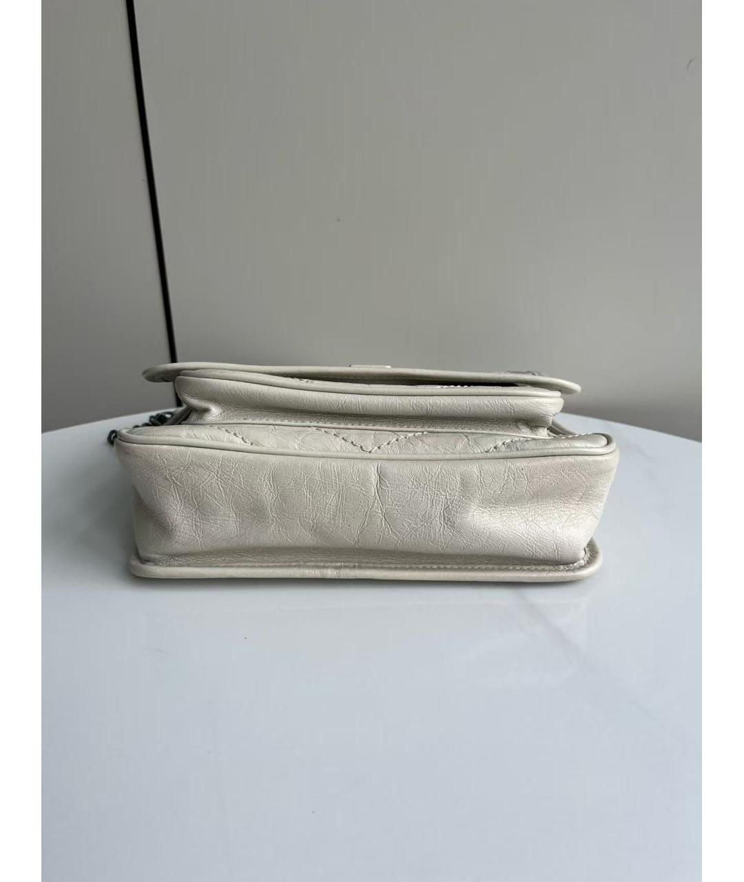 SAINT LAURENT Белая кожаная сумка через плечо, фото 6