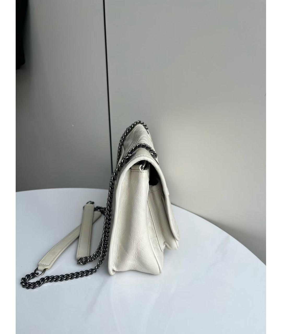 SAINT LAURENT Белая кожаная сумка через плечо, фото 5