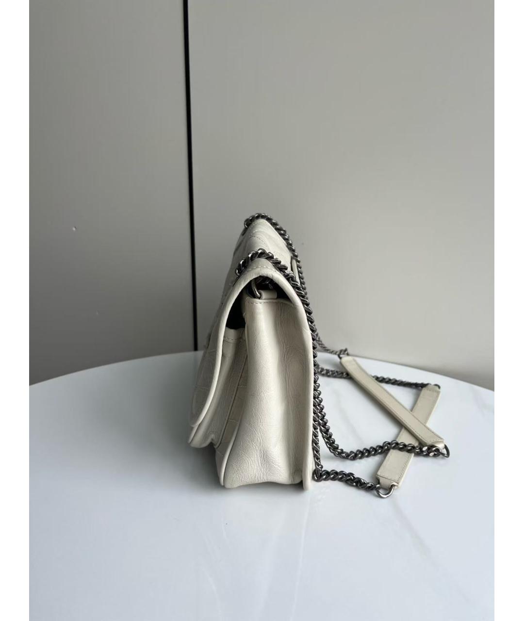SAINT LAURENT Белая кожаная сумка через плечо, фото 4