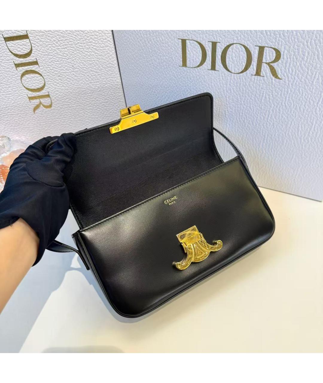 CELINE Черная кожаная сумка через плечо, фото 6