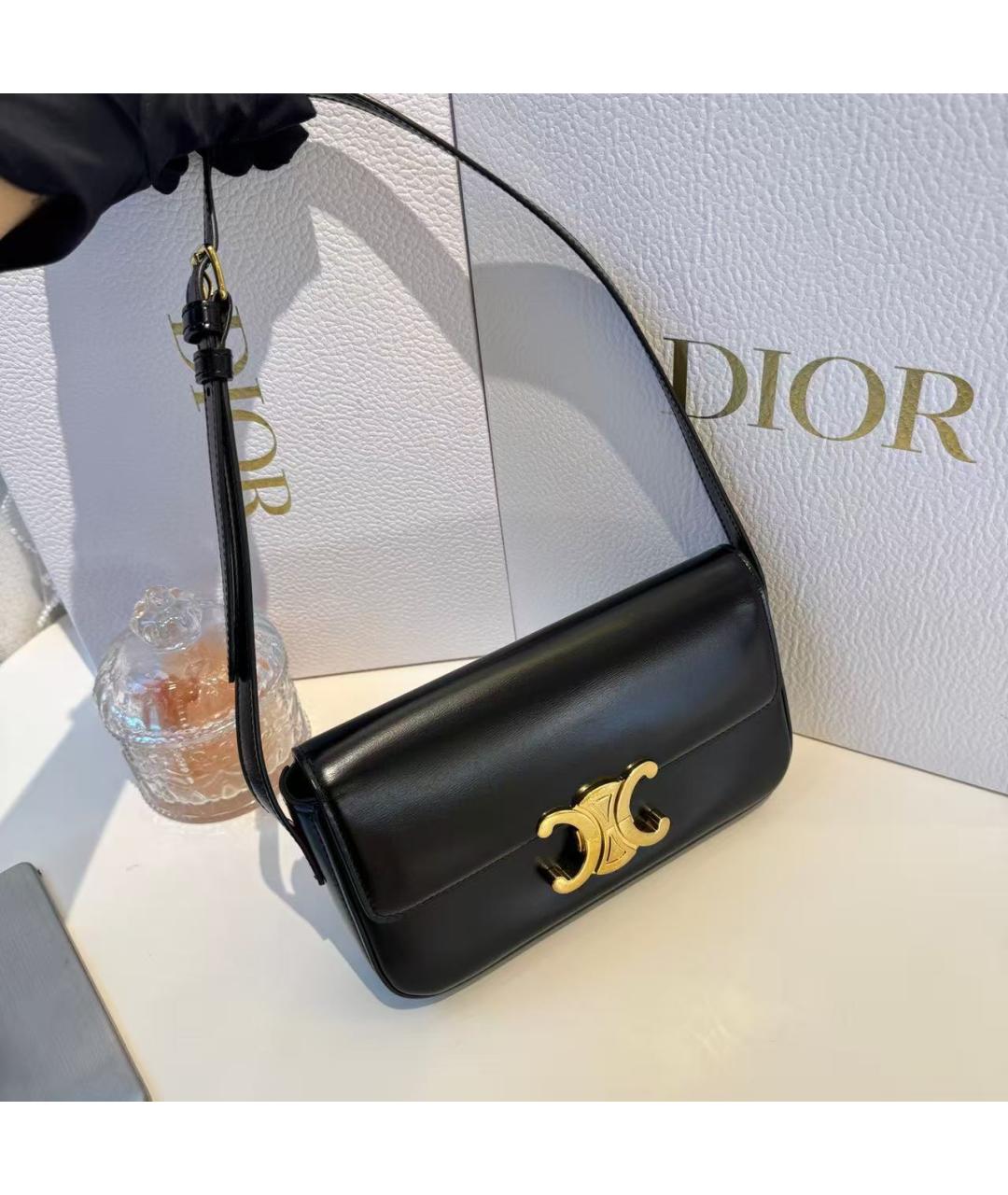 CELINE Черная кожаная сумка через плечо, фото 3