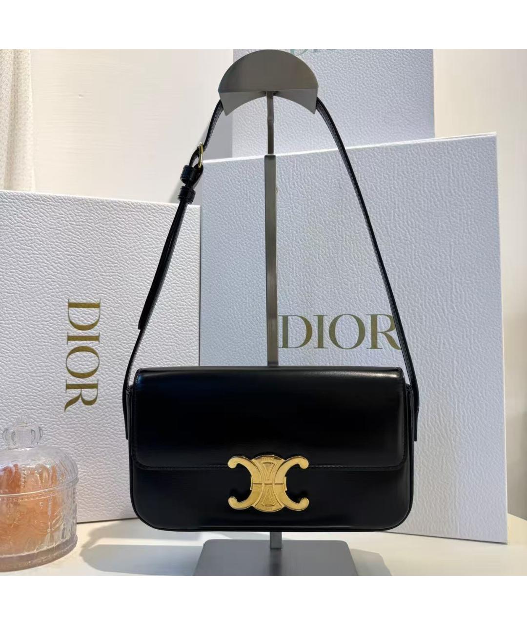 CELINE Черная кожаная сумка через плечо, фото 2