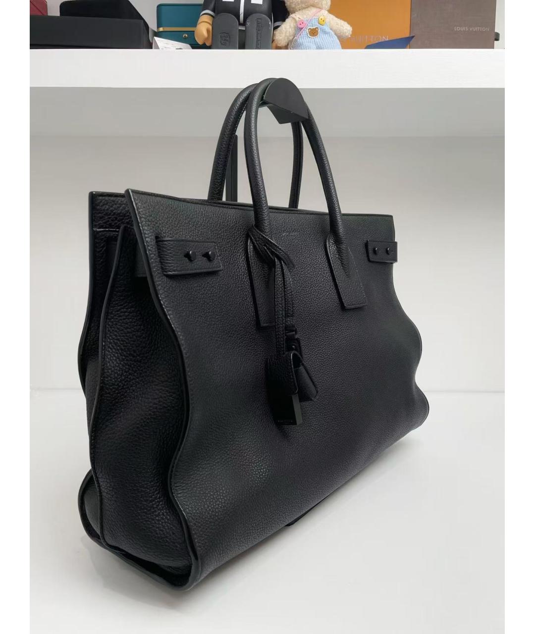 SAINT LAURENT Черная кожаная сумка через плечо, фото 3