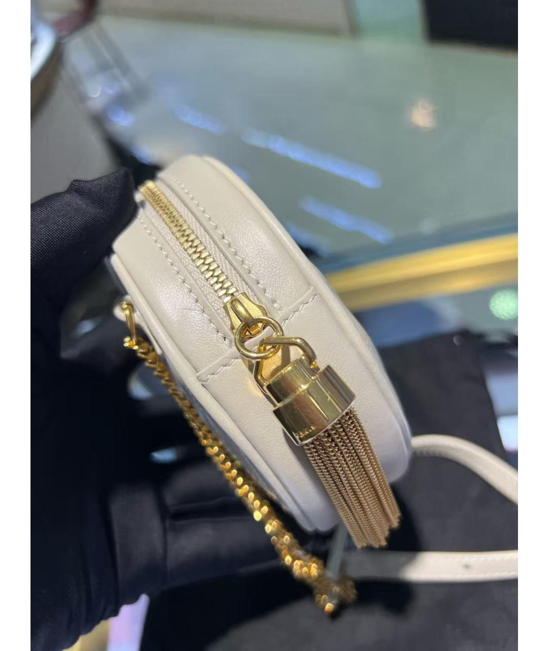 SAINT LAURENT Белая кожаная сумка через плечо, фото 3