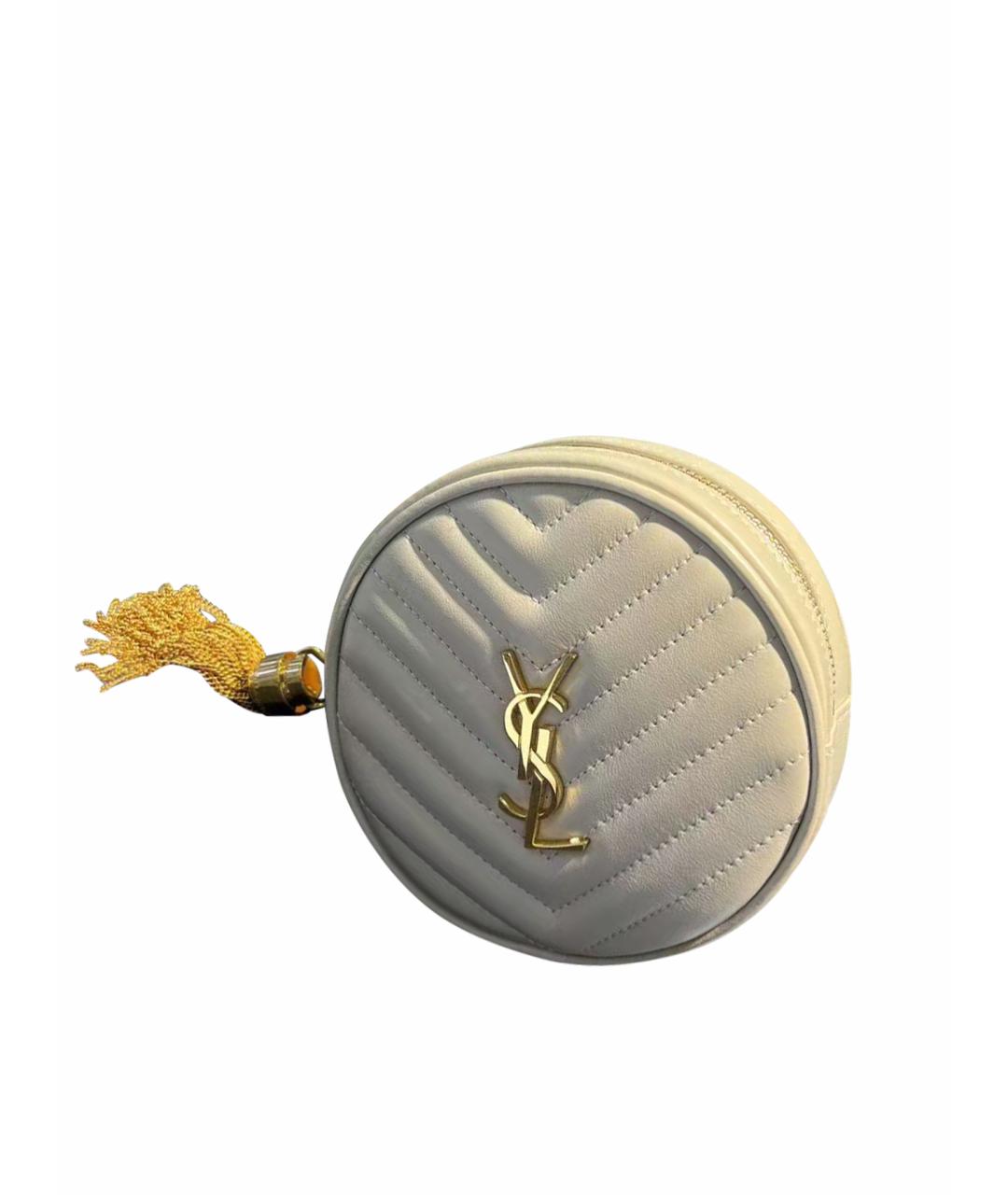 SAINT LAURENT Белая кожаная сумка через плечо, фото 5