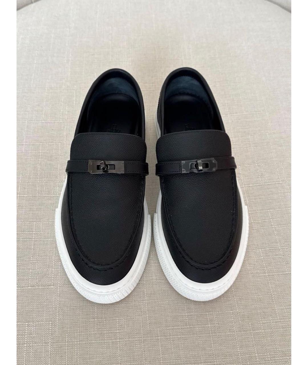 HERMES Черные кожаные лоферы, фото 2