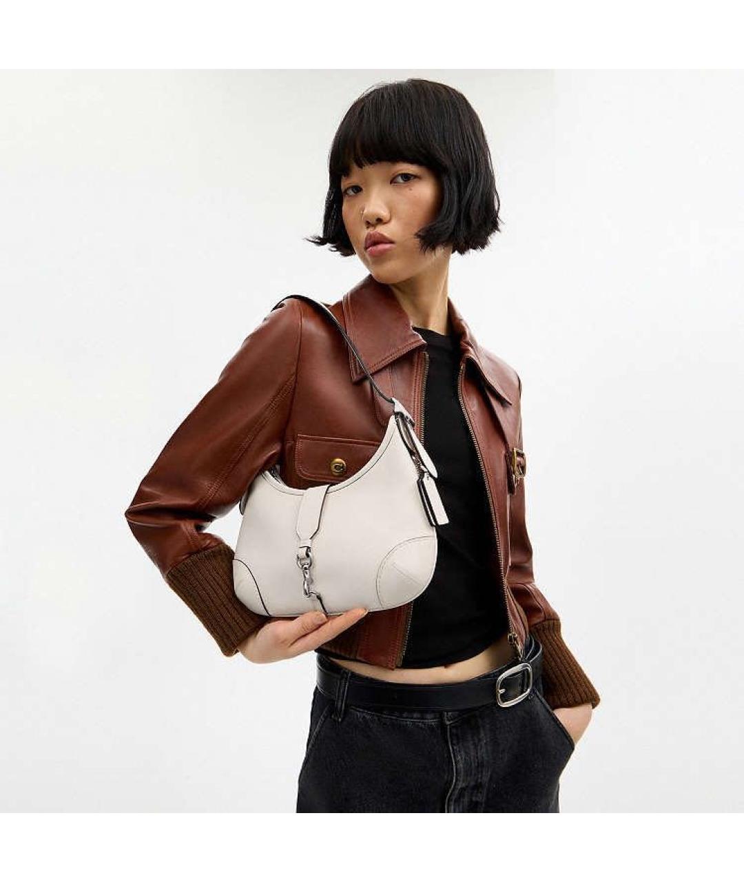 COACH Белая кожаная сумка через плечо, фото 6