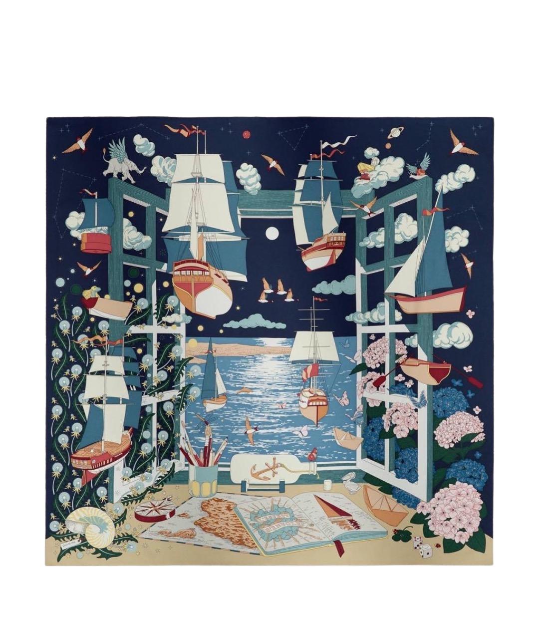 HERMES Мульти шелковый платок, фото 1