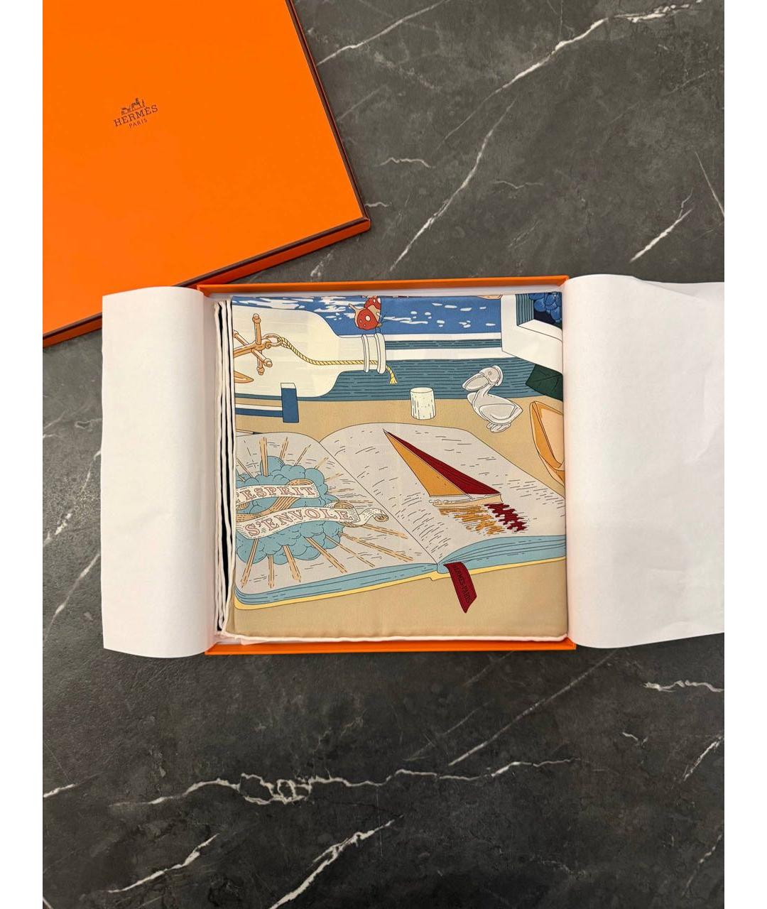 HERMES Мульти шелковый платок, фото 2