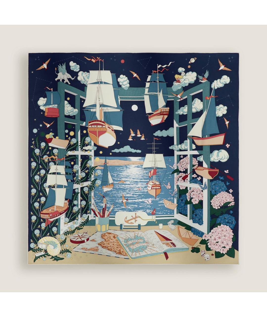 HERMES Мульти шелковый платок, фото 3