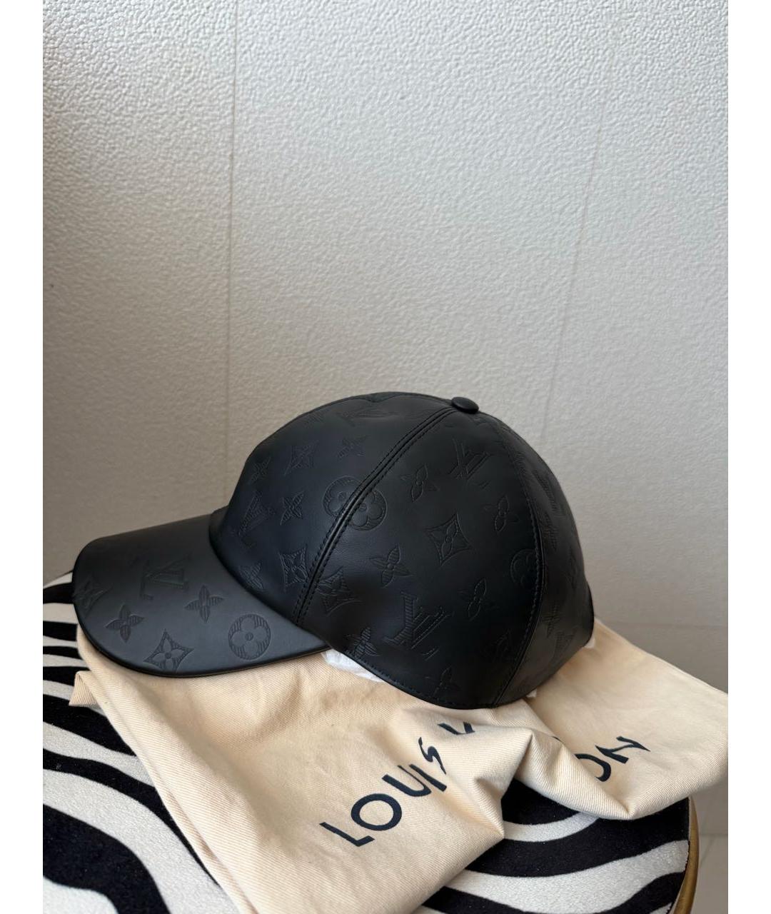 LOUIS VUITTON Черная кожаная кепка/бейсболка, фото 3