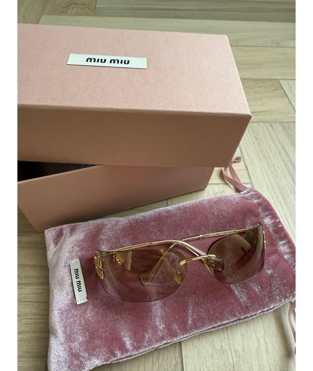 MIU MIU Коричневые металлические солнцезащитные очки, фото 2