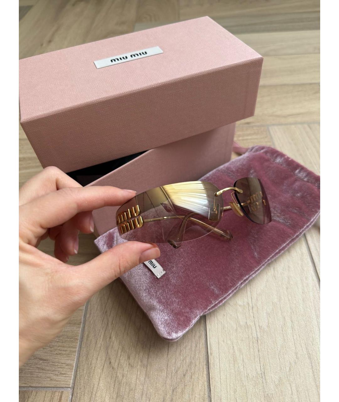 MIU MIU Коричневые металлические солнцезащитные очки, фото 4