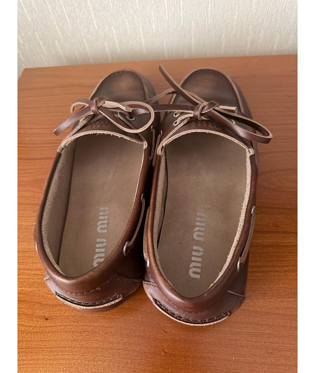 MIU MIU Коричневые кожаные лоферы, фото 4