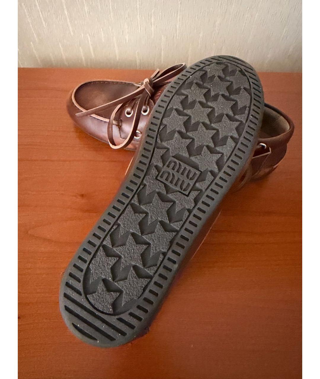 MIU MIU Коричневые кожаные лоферы, фото 5