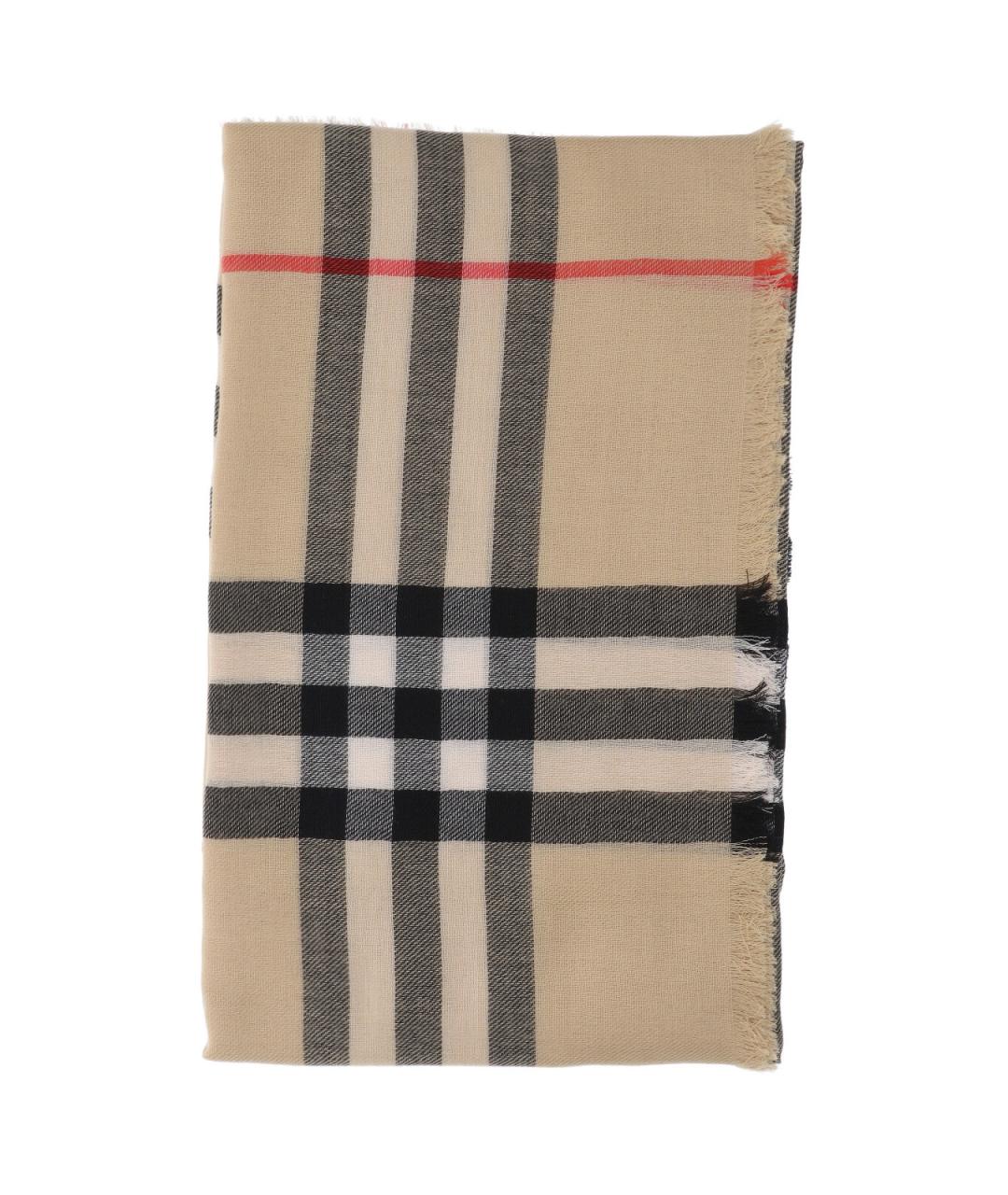 BURBERRY Бежевый шерстяной шарф, фото 1