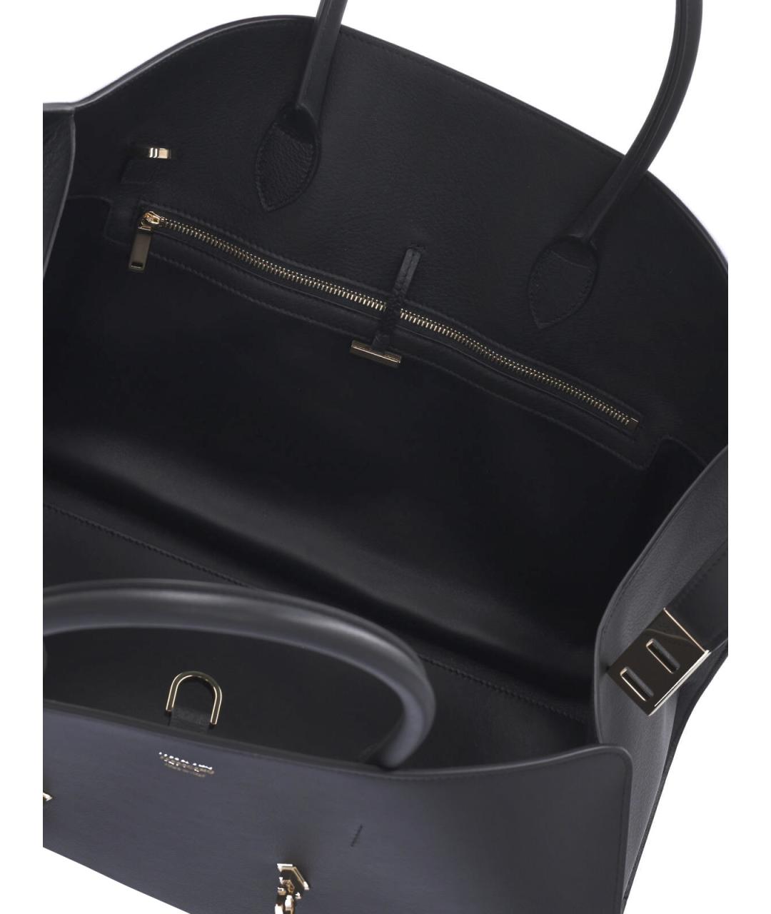 FERRAGAMO Черная кожаная сумка тоут, фото 4