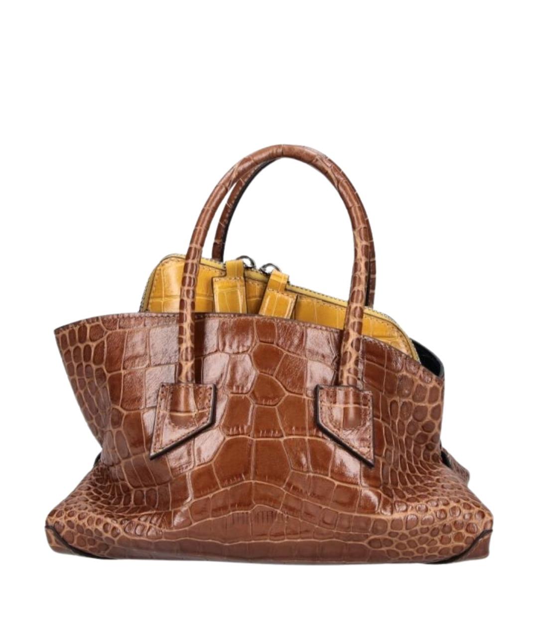 THE ATTICO Коричневая кожаная сумка тоут, фото 1