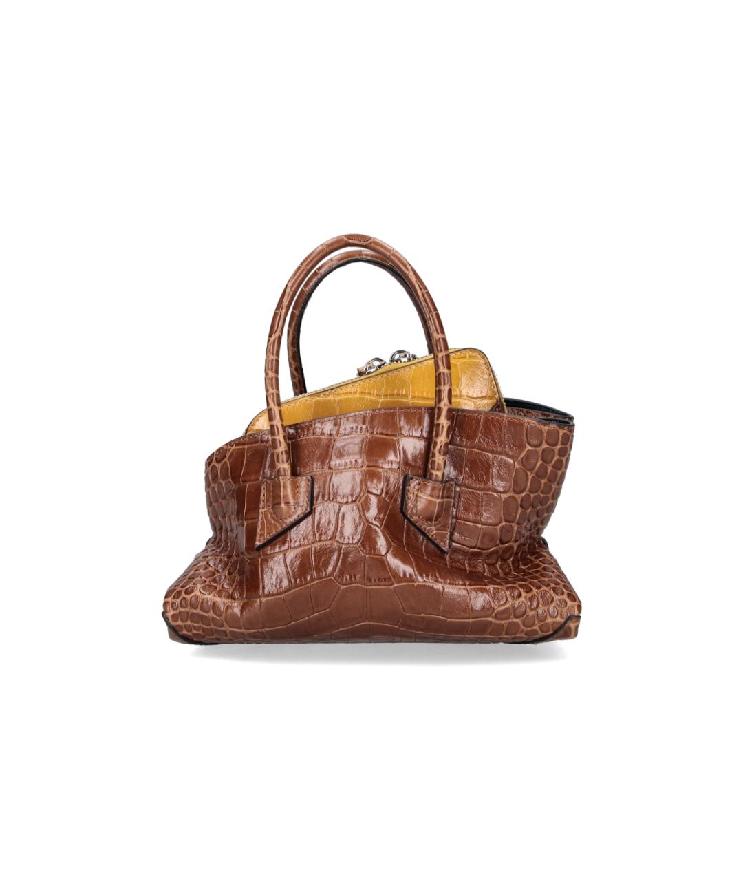 THE ATTICO Коричневая кожаная сумка тоут, фото 3