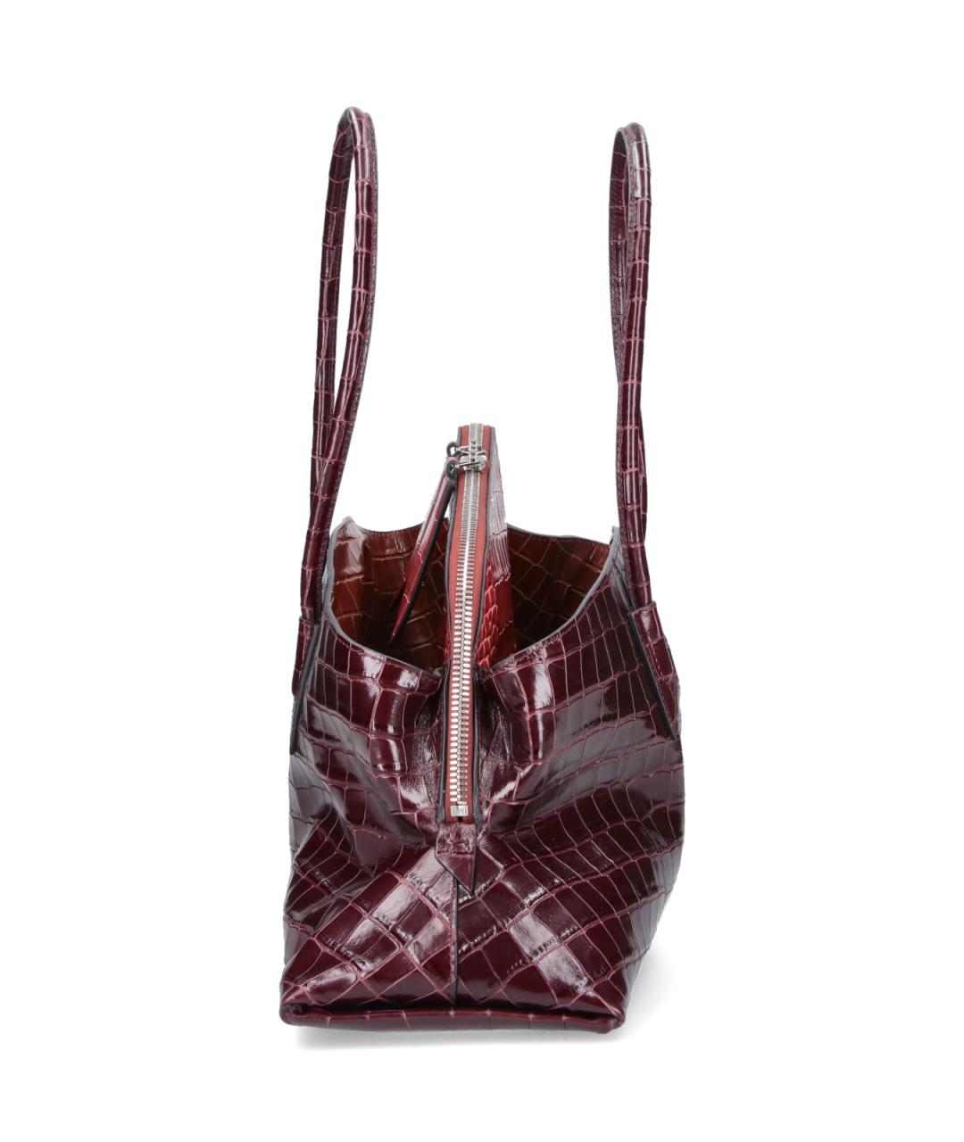 THE ATTICO Бордовая кожаная сумка тоут, фото 5