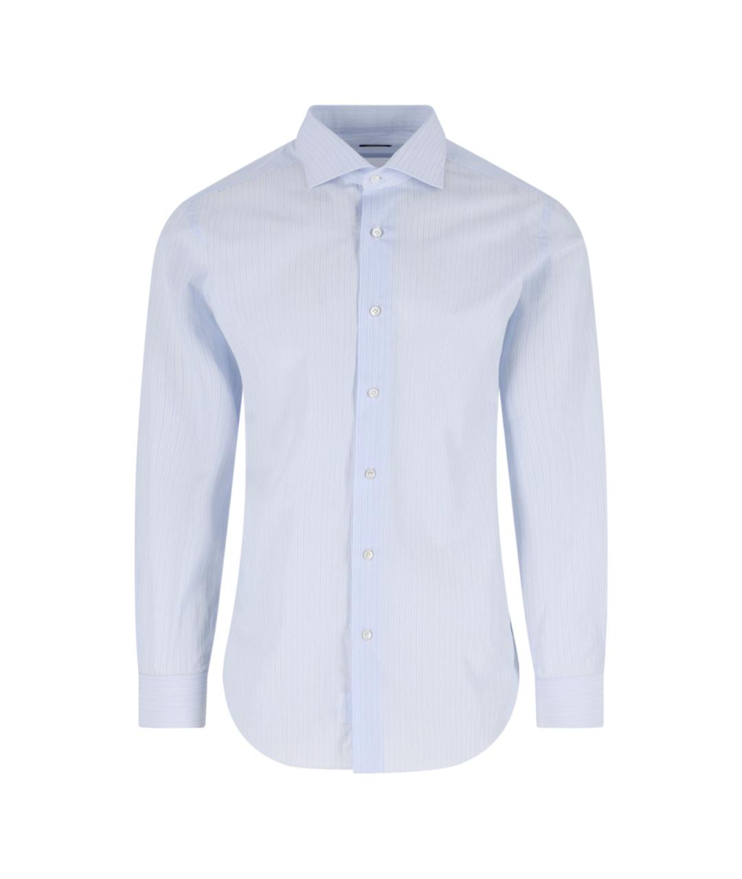 BARBA Синяя хлопковая кэжуал рубашка, фото 1