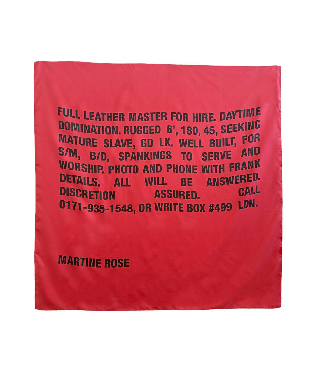 MARTINE ROSE Красный хлопковый шарф, фото 2