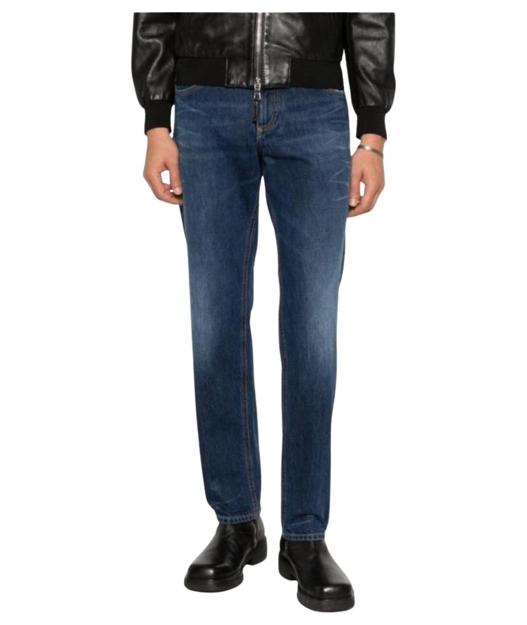 DOLCE&GABBANA Синие хлопковые прямые джинсы, фото 1