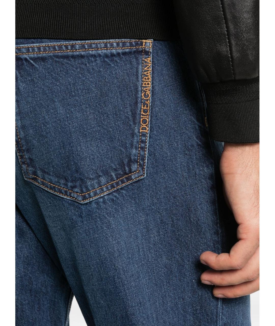 DOLCE&GABBANA Синие хлопковые прямые джинсы, фото 2