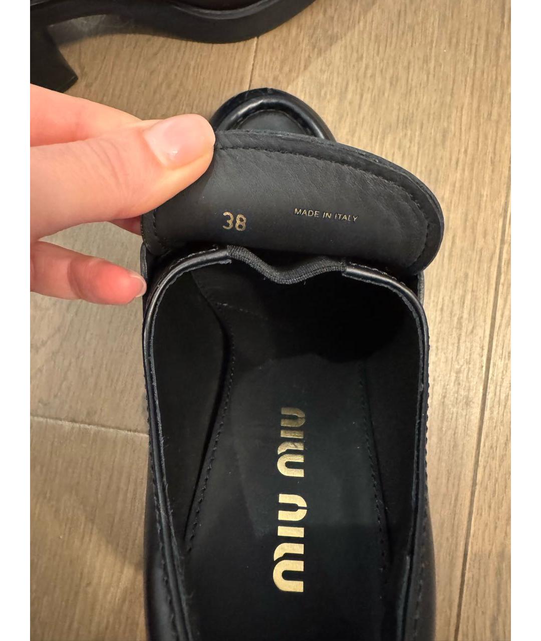 MIU MIU Черные кожаные лоферы, фото 8