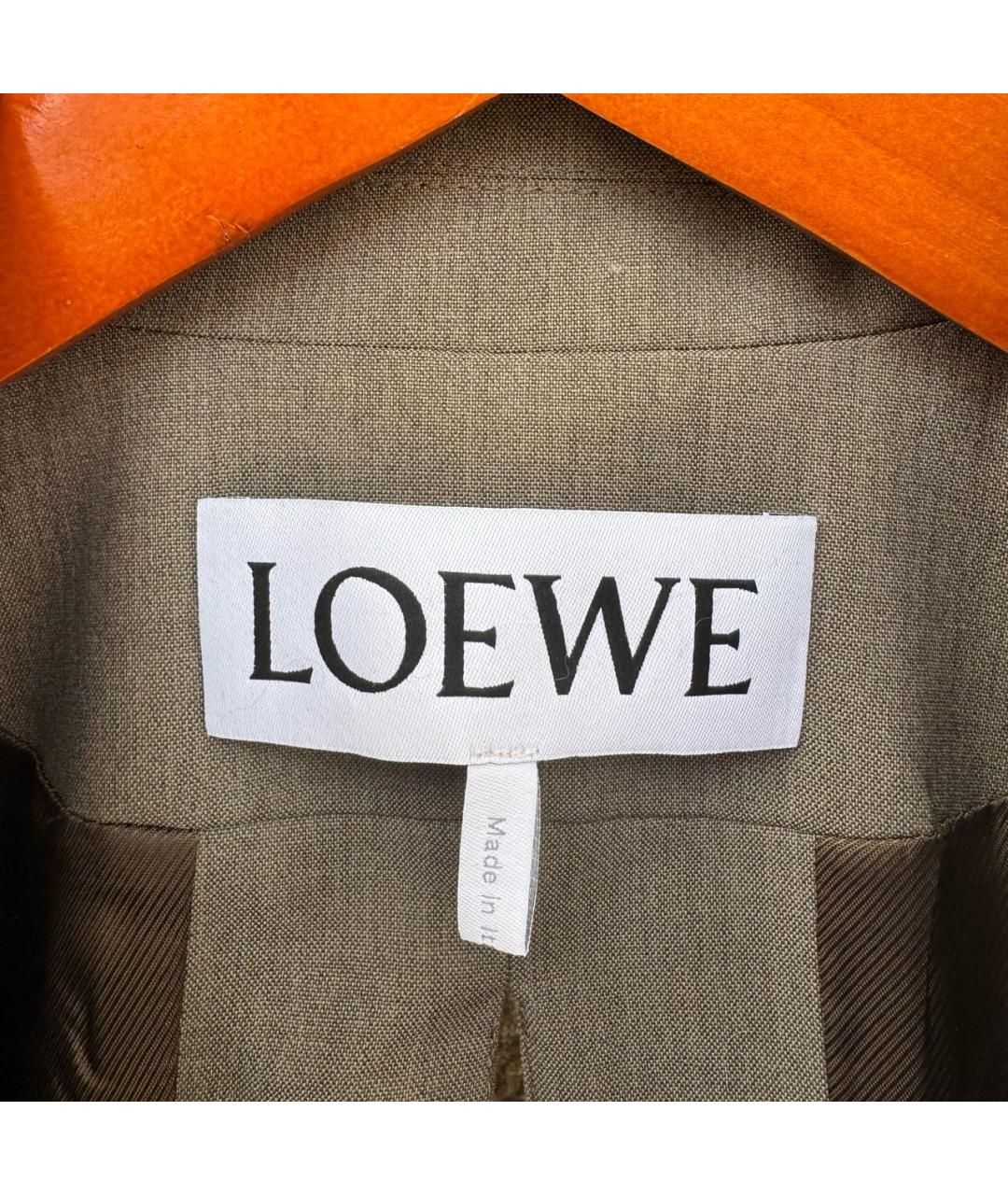 LOEWE Хаки шерстяной жакет/пиджак, фото 5