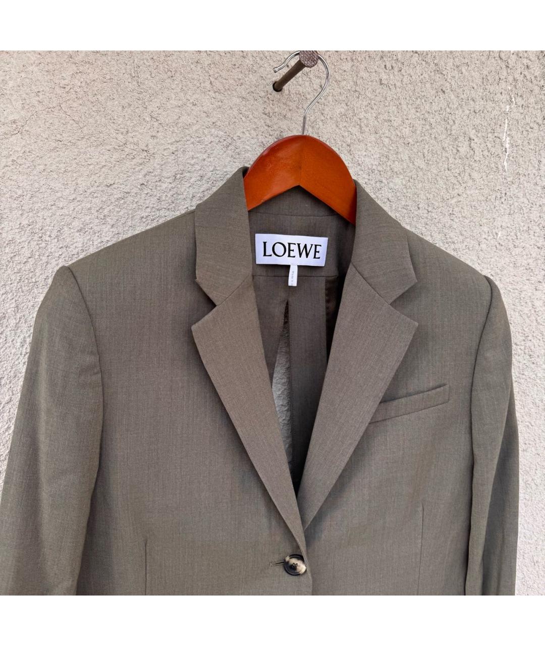 LOEWE Хаки шерстяной жакет/пиджак, фото 3