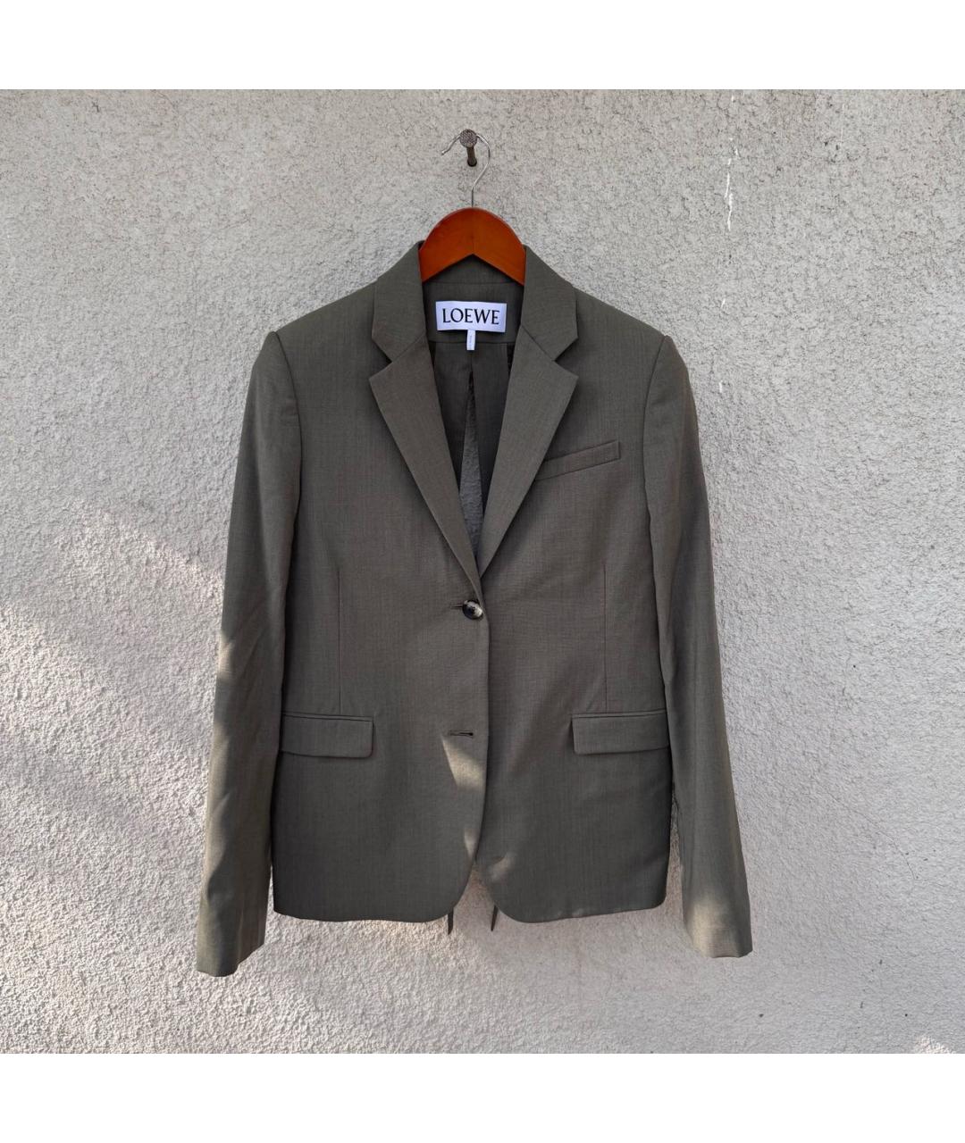 LOEWE Хаки шерстяной жакет/пиджак, фото 9