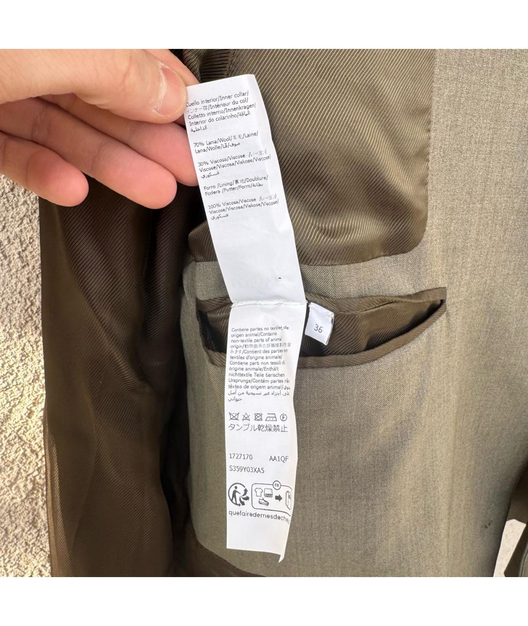 LOEWE Хаки шерстяной жакет/пиджак, фото 7