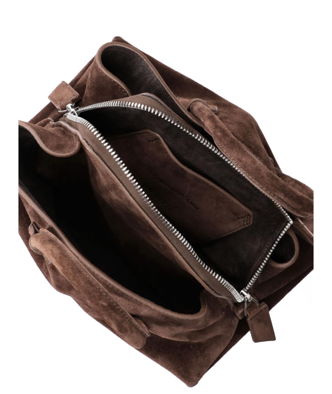 THE ATTICO Коричневая замшевая сумка с короткими ручками, фото 4