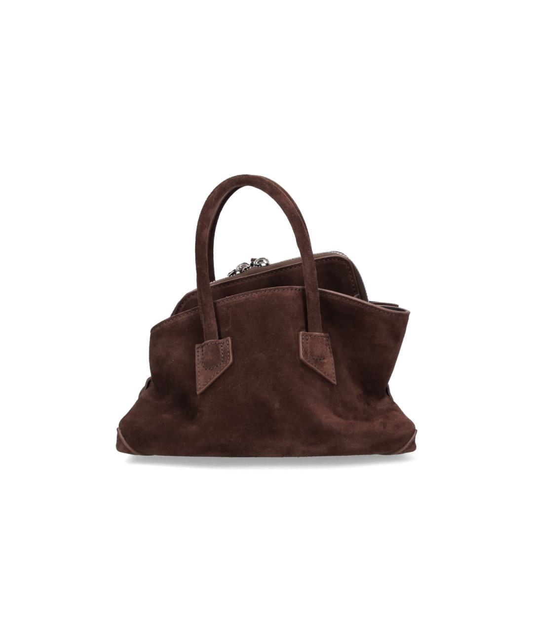 THE ATTICO Коричневая замшевая сумка с короткими ручками, фото 3