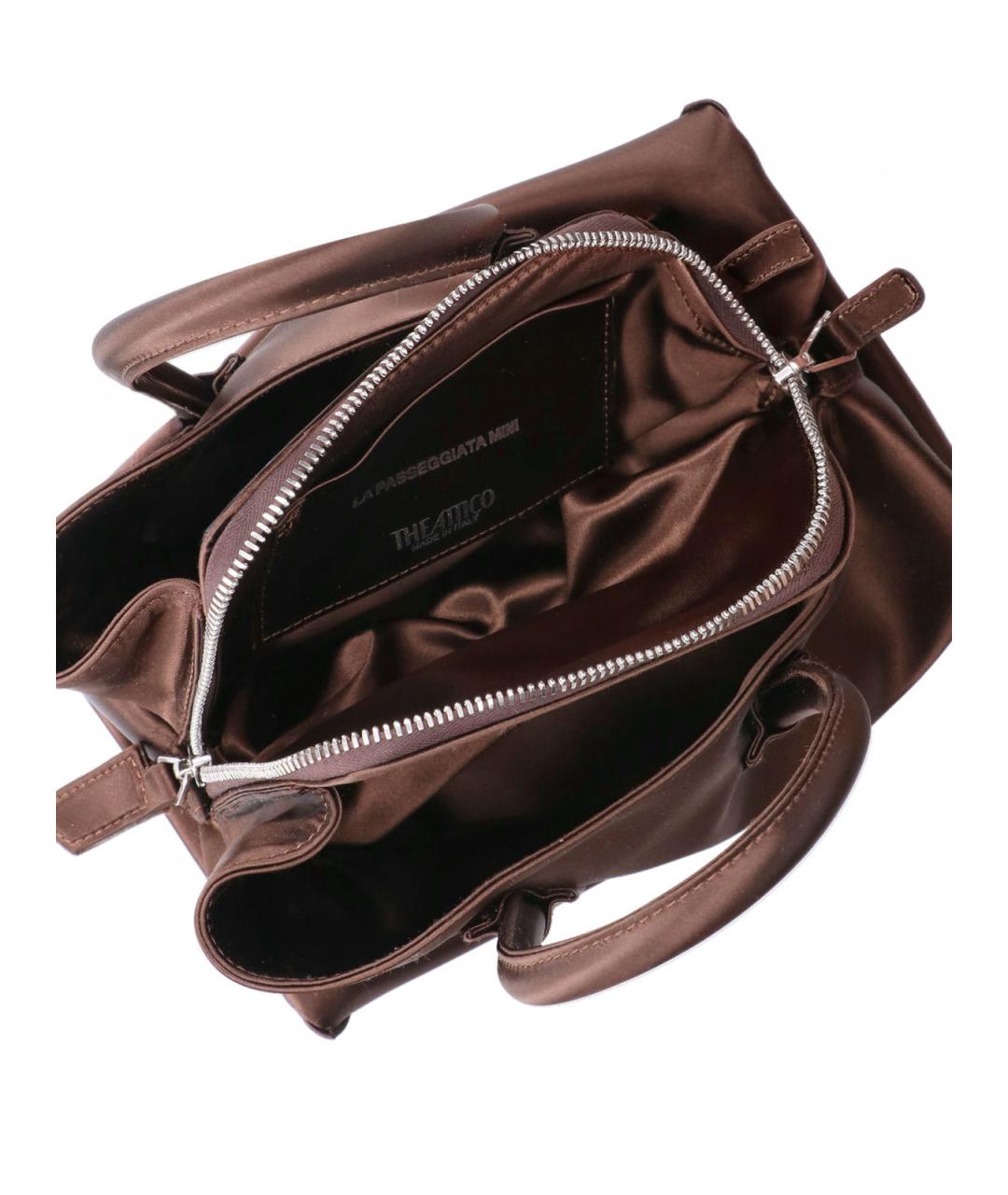 THE ATTICO Коричневая тканевая сумка с короткими ручками, фото 4