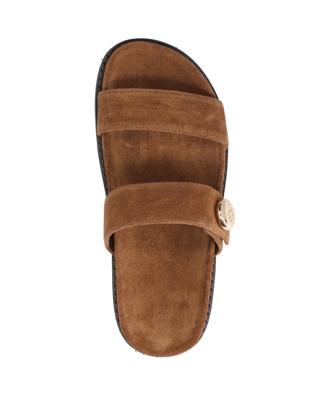 TORY BURCH Коричневые замшевые сандалии, фото 5