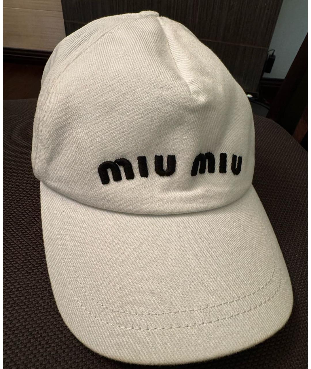 MIU MIU Белая хлопковая кепка, фото 4