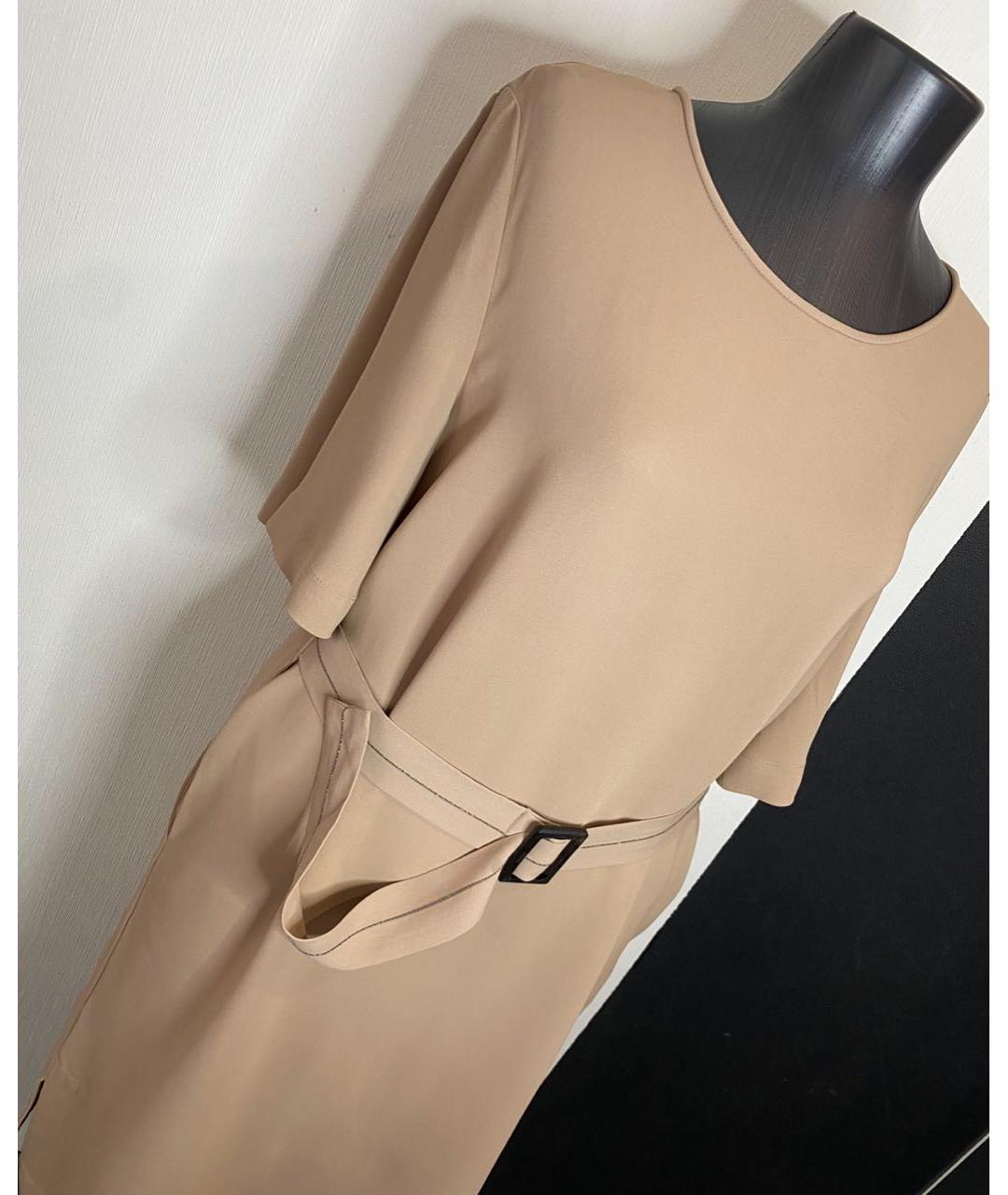 PESERICO Бежевое повседневное платье, фото 4