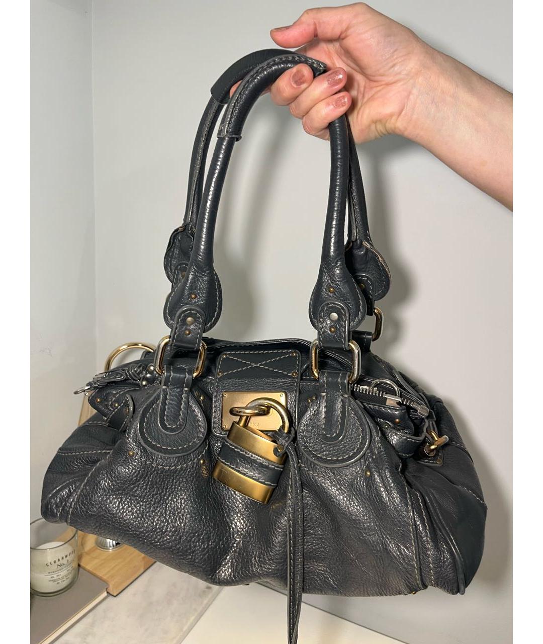 CHLOE Черная кожаная сумка тоут, фото 7