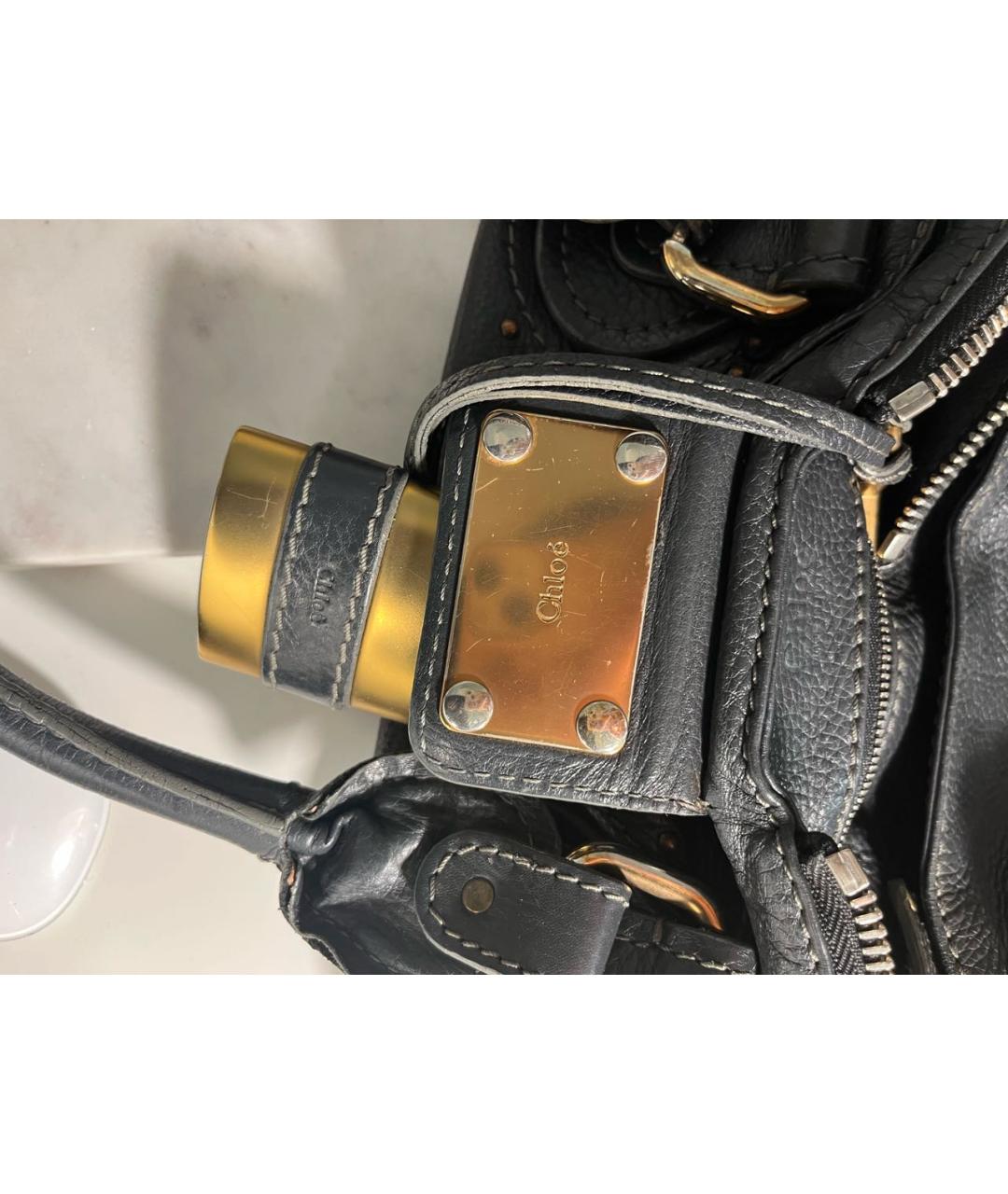CHLOE Черная кожаная сумка тоут, фото 4