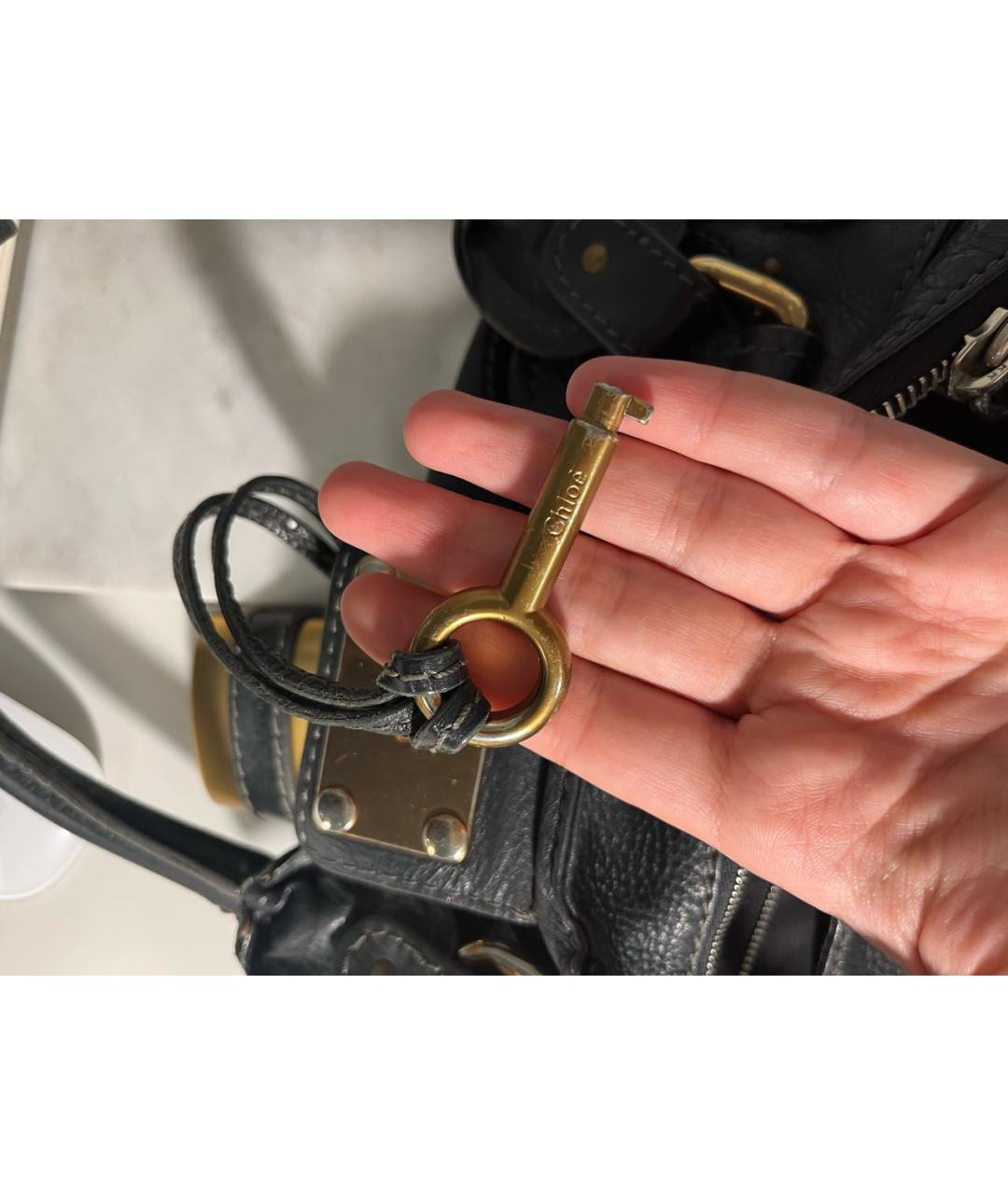CHLOE Черная кожаная сумка тоут, фото 5