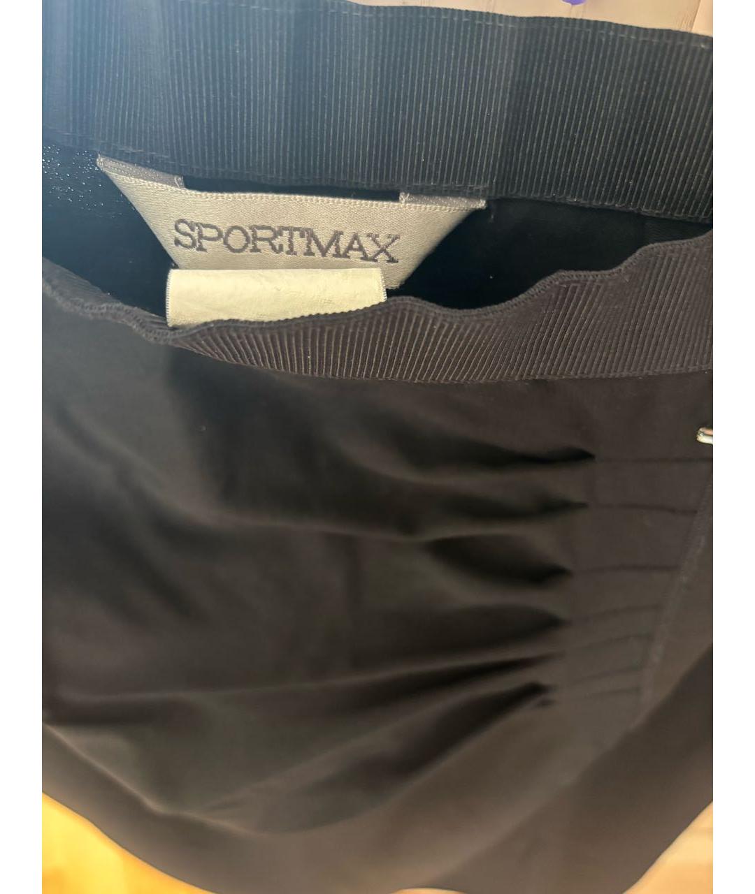 SPORTMAX Черная шерстяная юбка миди, фото 4