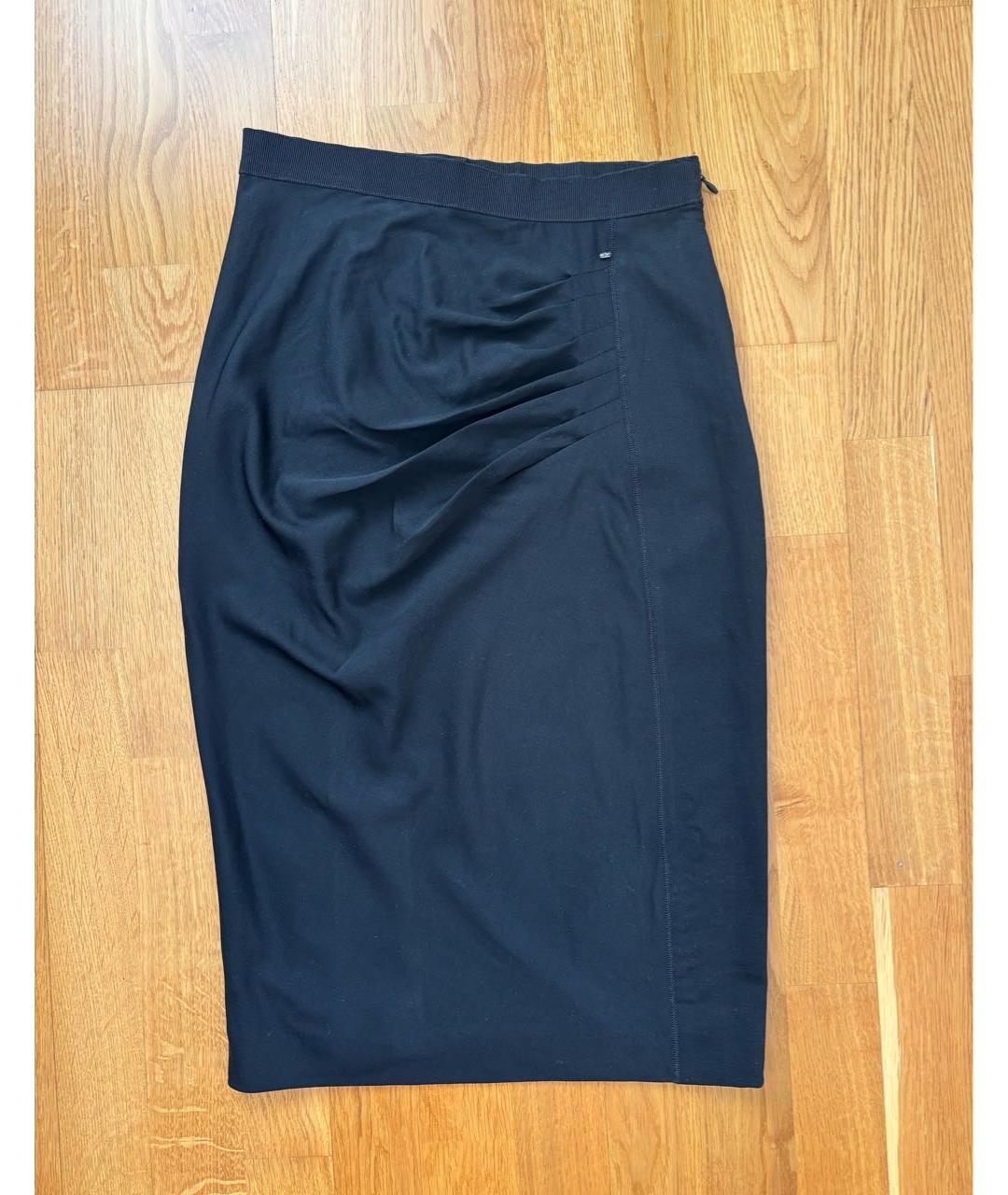 SPORTMAX Черная шерстяная юбка миди, фото 5