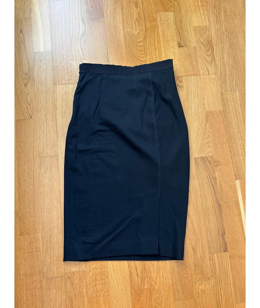 SPORTMAX Черная шерстяная юбка миди, фото 3