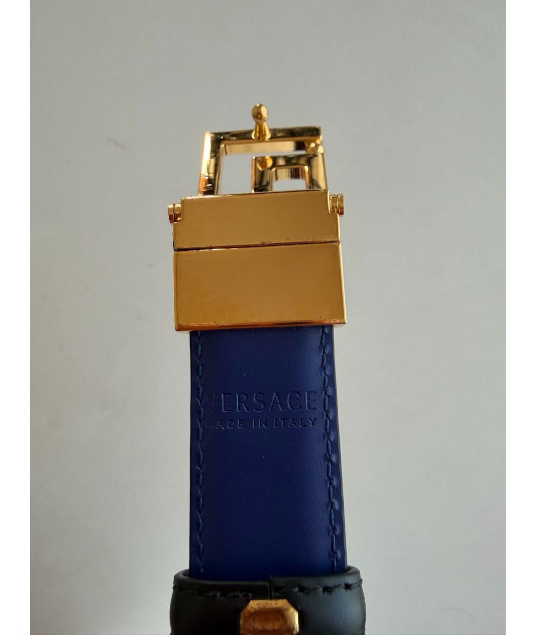 VERSACE Черный кожаный ремень, фото 3