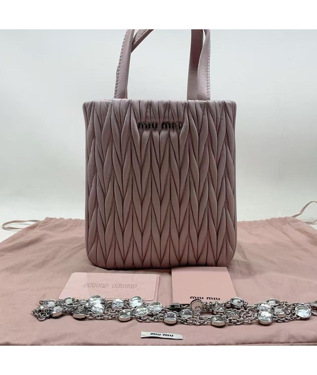 MIU MIU Розовая кожаная сумка через плечо, фото 2