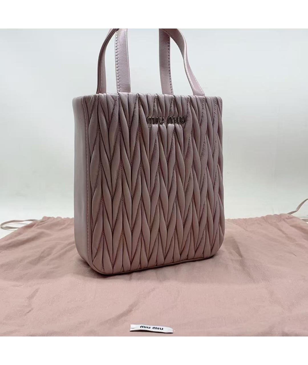 MIU MIU Розовая кожаная сумка через плечо, фото 4