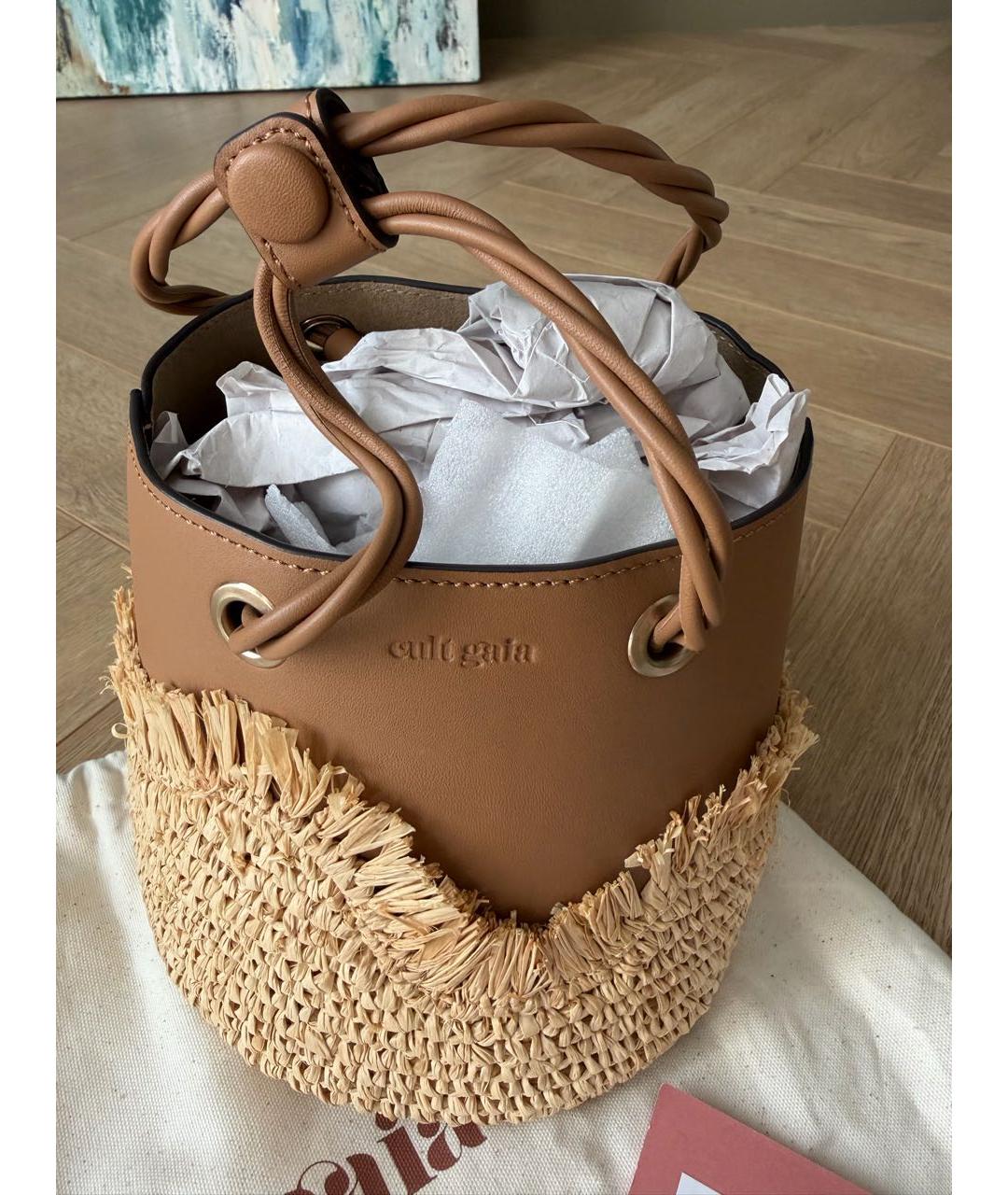 CULT GAIA Бежевая кожаная сумка с короткими ручками, фото 3